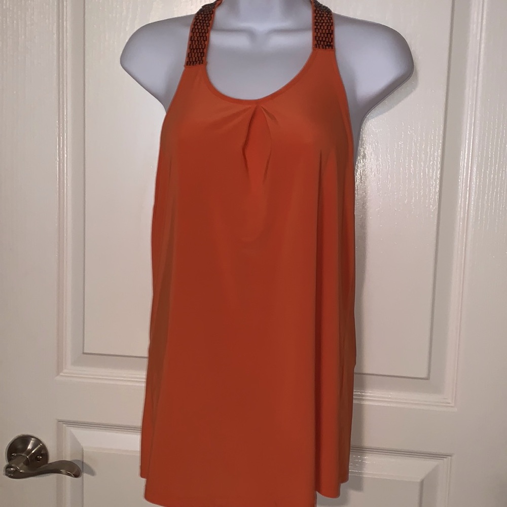 NWT dressy orange tank with beadwork